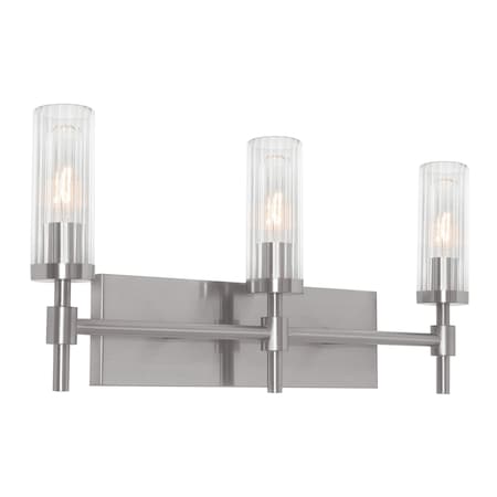 Afx Huntington 24'' Vanity, Clear Ribbed Glass Shade, Satin Nickel Finish HNTV2411MBSN